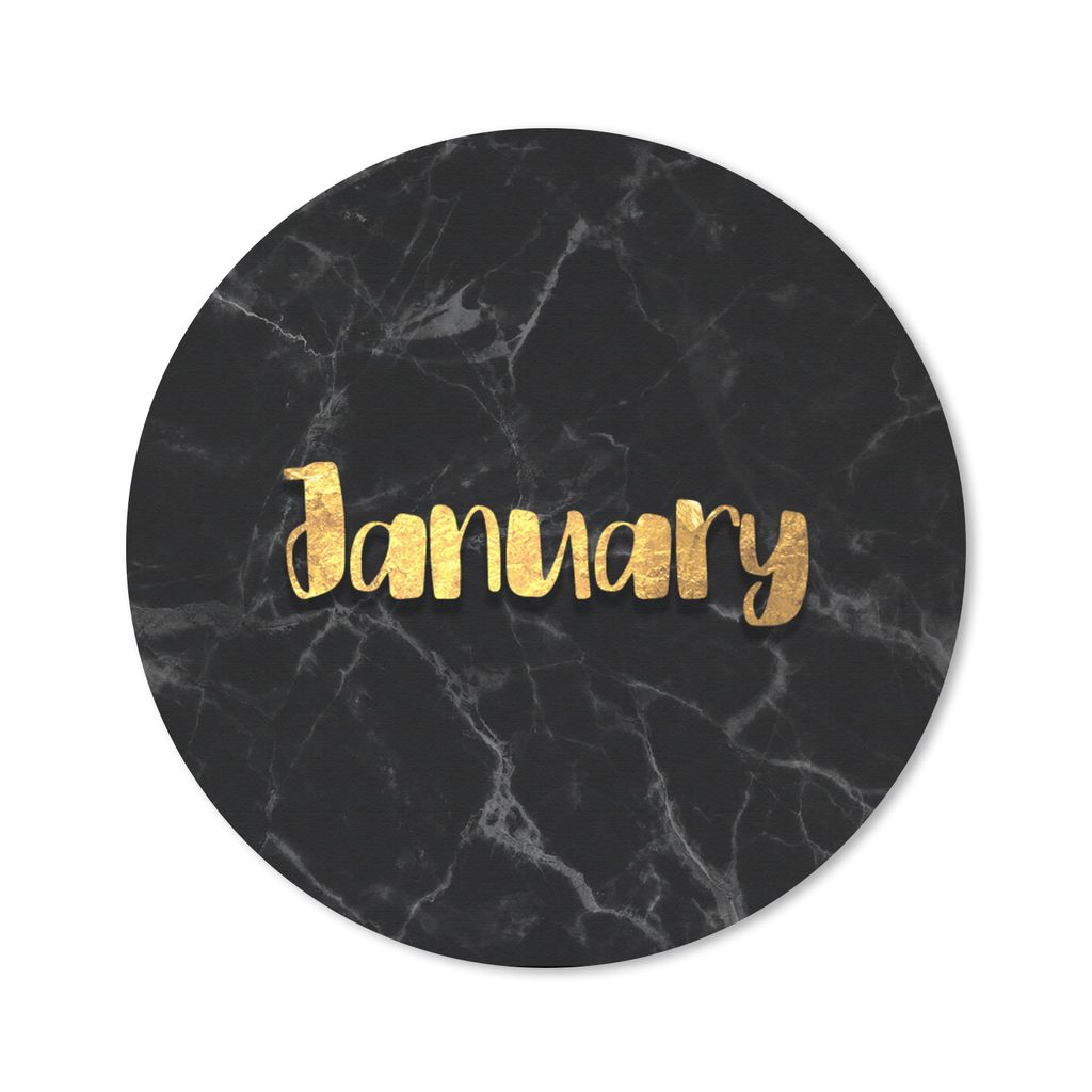 MuchoWow Mauspad Mousepad Kalender - Januar - Gold - Marmor 50x50 cm - Mousepads - Maus Mat - Pad - Mausunterlage - Vinyl