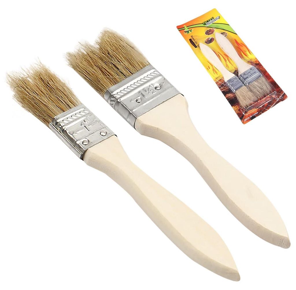 2-teiliges Set aus Gebäckpinseln, Küchenpinseln, Kochpinseln mit Naturborsten, Grillpinseln, hitzebeständigen Grillbürsten, Backpinseln, Beschi...