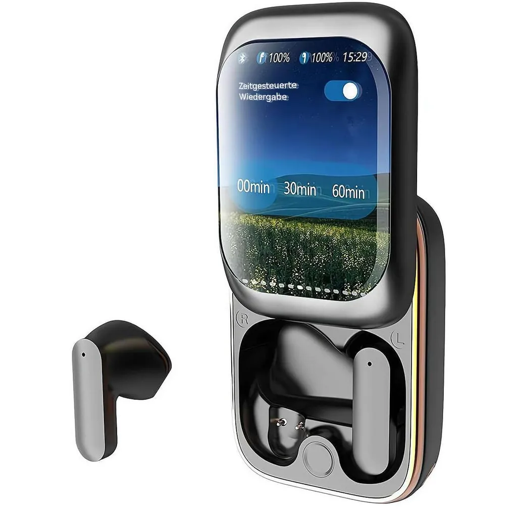 TWS Earbuds mit Ladecase LED-Touchscreen, In Ear Bluetooth, HiFi Sound, ANC, personalisierbar, 10h