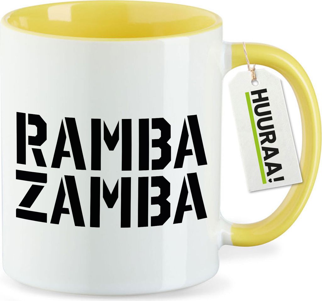 Huuraa Kaffeetasse Rambazamba Schriftzug 330ml Gelb Keramik Kaffeebecher Geschenkidee