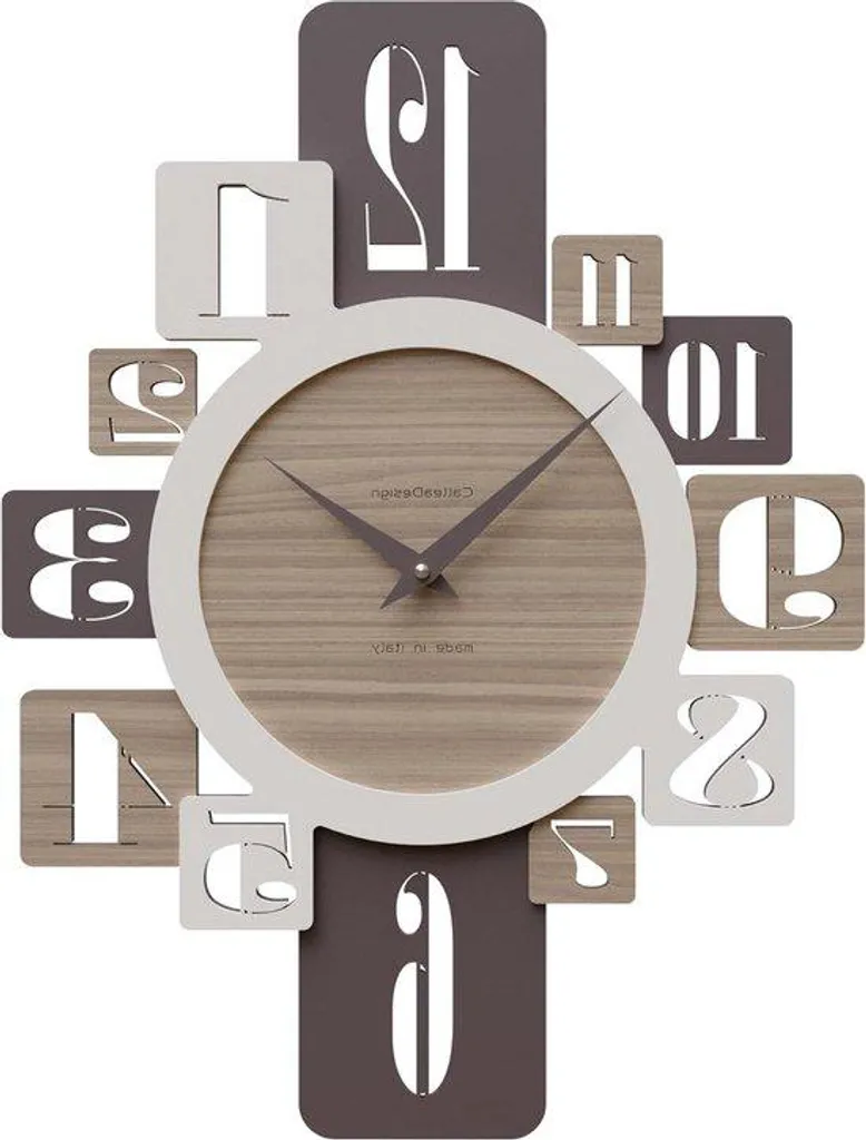 Horloge industrielle en noyer et onyx 35 cm avec mécanisme silencieux
