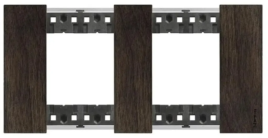 Plaque de finition 4 modules bois noyer BTicino Living Now KA4802M2L