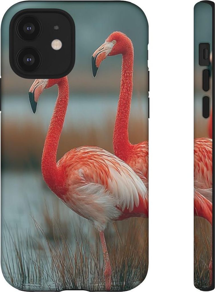 Drei Flamingos in der Lagune – Hülle Kompatibel mit iPhone 12
