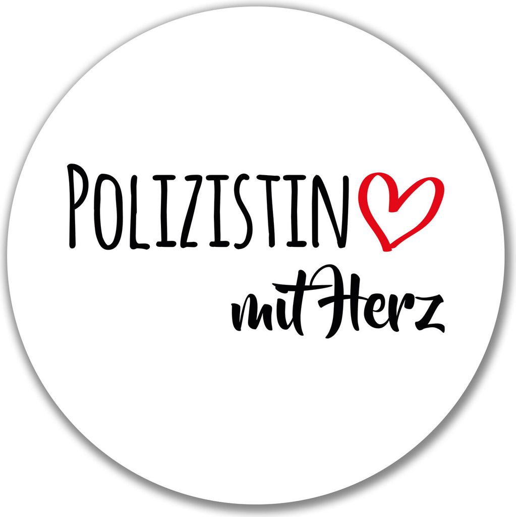 Huuraa Aufkleber Polizistin mit Herz 10cm rund Sticker Geschenkidee