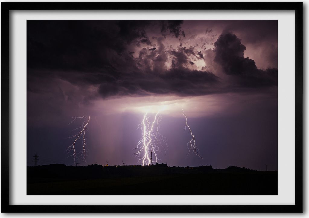 Bild - Bilderrahmen - 100 cm x 70 cm - MDF - Rahmen - Foto - Wandkunst Gewitter