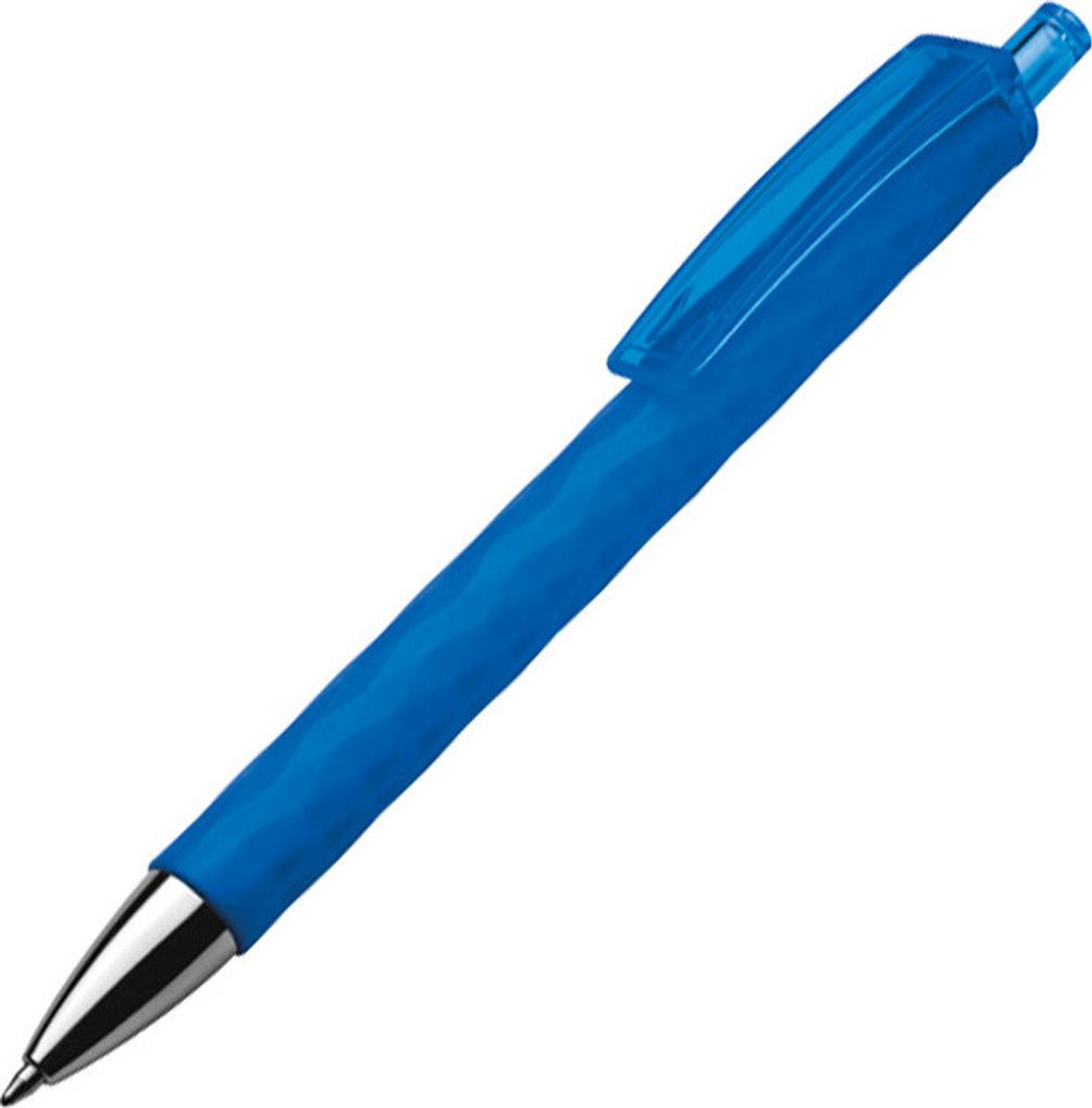 10 Kugelschreiber aus Kunststoff mit gemustertem Schaft / Farbe: blau