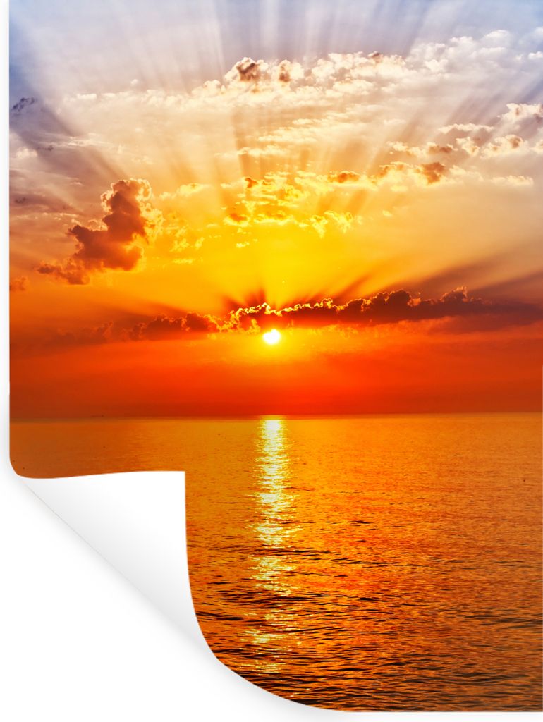 MuchoWow Wandtattoo Wandsticker Wandaufkleber Sonnenuntergang - Meer - Himmel - Orange - Horizont - Wasser 30x40 cm Selbstklebend und Repositioni...