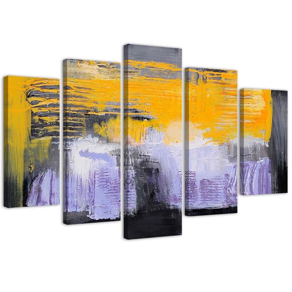 5-teiliges leinwandbild die magie der kontraste 100x70 cm Feeby grau wandbild bereit zum aufhängen