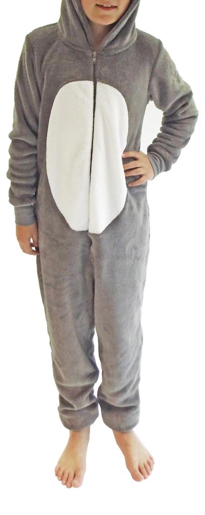 Kinder Karnevalskostüm Uni Jumpsuit Overall Onesie Schlafanzug in tollen Tier Motiven ; Hund , 128