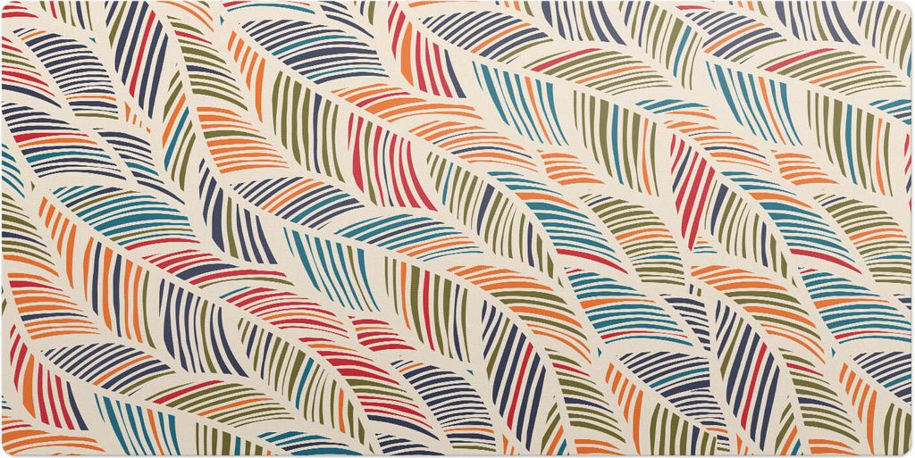 Bunte Retro-Blätter– Schreibtischunterlage – Schreibtisch Tischunterlage – 100x50 cm – Unterlage Groß Schreibtischmatte