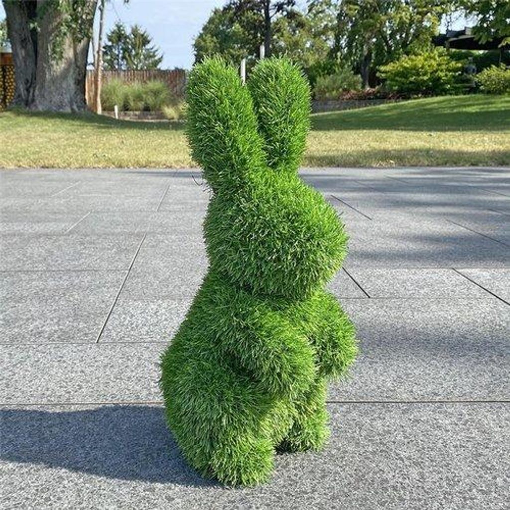 AniPlants Grasfigur Deko Hase aufrecht stehend Haus und Gartendeko 48 cm