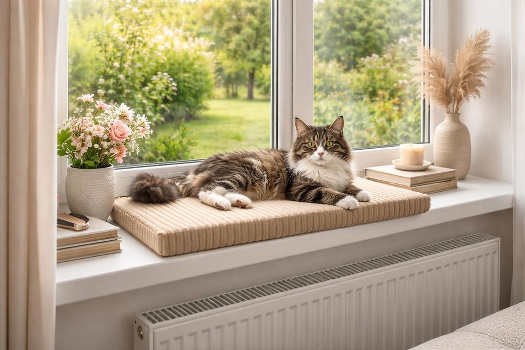 Katzenbett Fensterbank 60x20x4 cm weich rutschfest Produktbild 