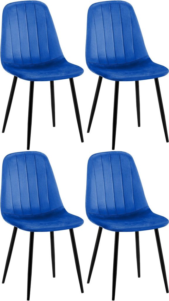 4er Set Esszimmerstuhl HLO-CP33 Samt blau