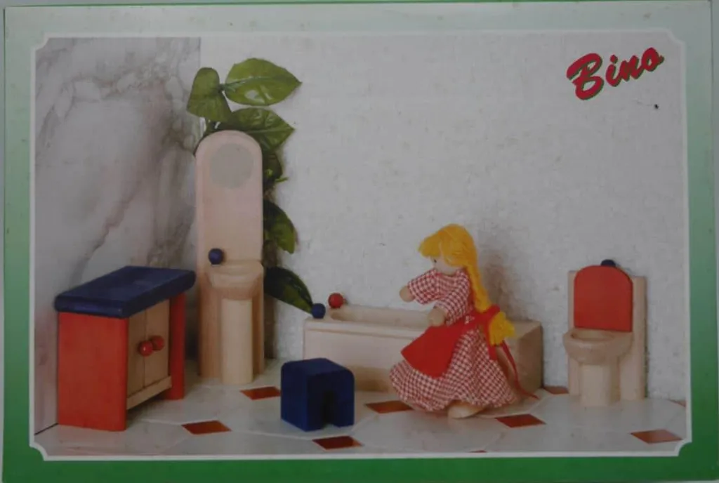 Mobilier de salle de bain miniature pour maison de poupées rétro 1:12