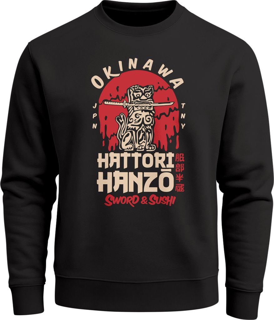 Sweatshirt Herren Frontprint Hattori Hanzo Pullover mit Grafik-Print Japan Okinawa Fashion Streetwear Neverless