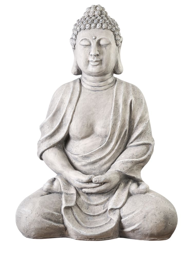Buddha Groß FENG SHUI STATUE Braun Bronze 38 cm Figur Garten Deko Wetterfest