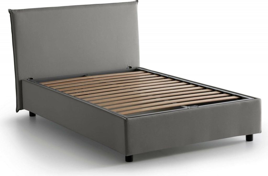 Quadratisches und halbes Bett Dacer, Containerbett mit Stoffbespannung, 100% Italy, Frontöffnung, passend für Matratze Cm 120x190, Grau