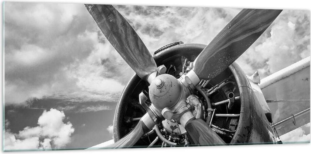 Bilder auf glas - Einteilig - Motor Schwarzweiß Propeller - Produktbild 