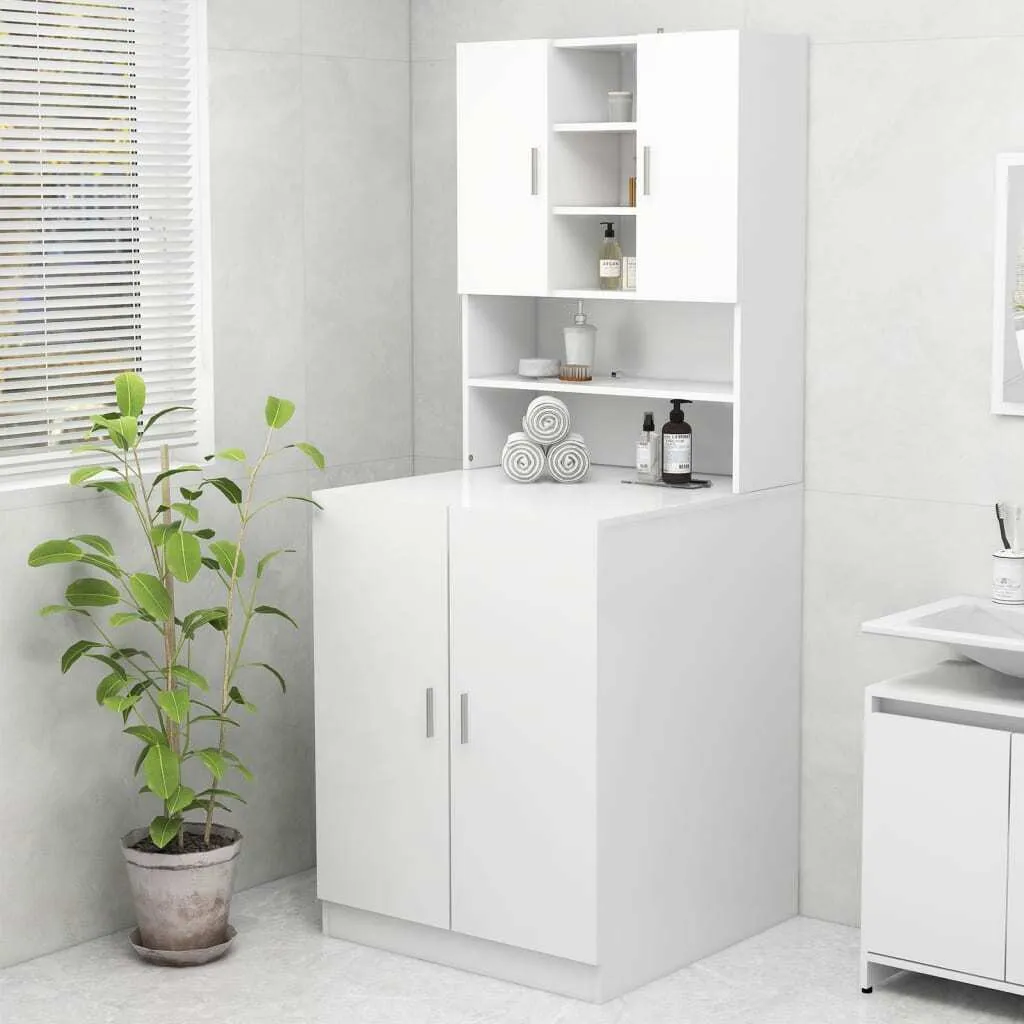 Optimisez votre petite salle de bain avec l'armoire machine à laver Blanc