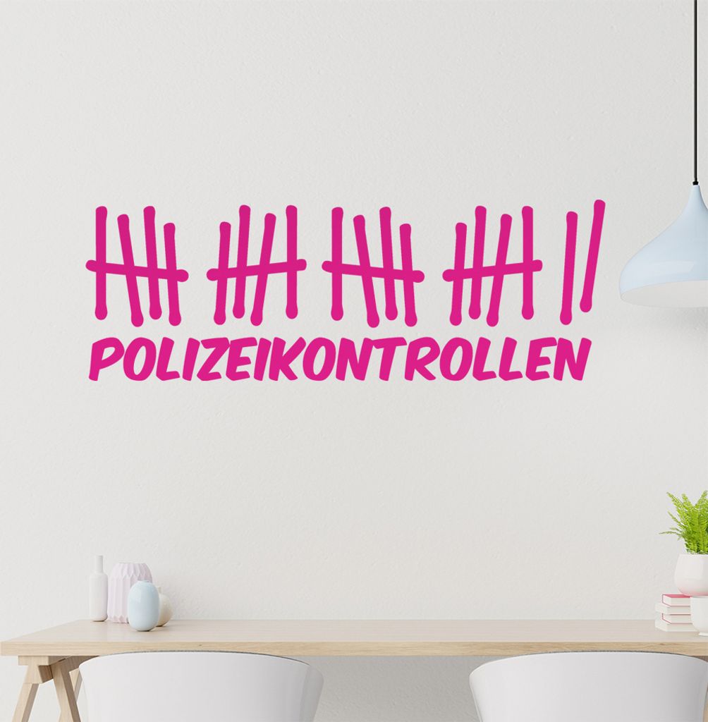 Polizeikontrollen Wandtattoo in 6 Größen - Wandaufkleber Wall Sticker - Dekoration, Küche, Wohnzimmer, Schlafzimmer, Badezimmer