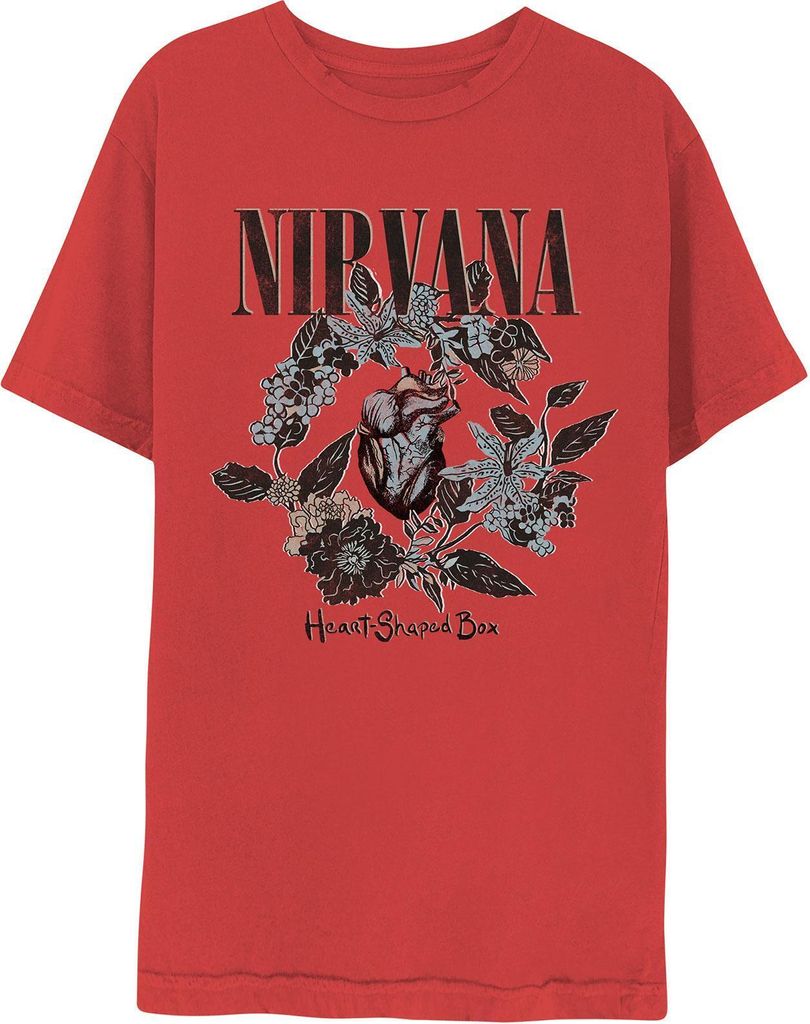 Nirvana - "Heart Shaped Box" T-Shirt für Herren/Damen Uni RO340 (XL) (Rot)