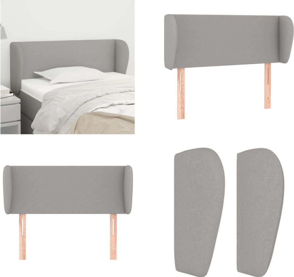 vidaXL Kopfteil mit Ohren Hellgrau 103x23x78/88 cm Stoff - Kopfteil - Kopfteile - Bett-Kopfteil - Bettkopfteil
