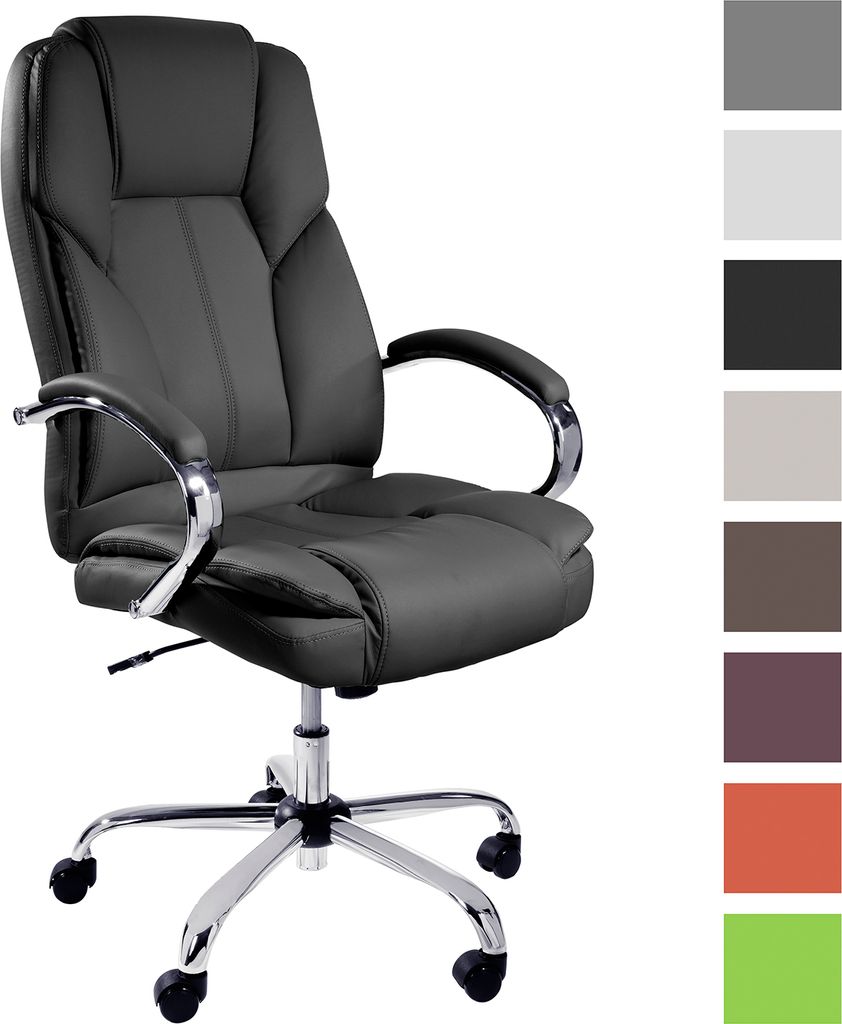 TPFLiving bequemer XXL Bürostuhl DALLAS Chefsessel XXL belastbar bis 215 kg, schwarz | Wippfunktion + Fixierfunktion | stabile Castor Rollen