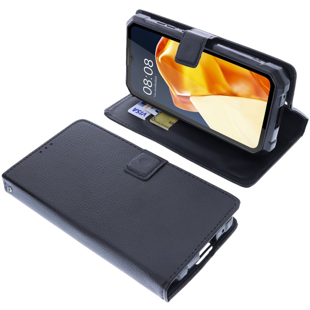 foto-kontor Tasche kompatibel mit Oukitel WP28 Schutzhülle schwarz Book Style Case Handy Schutz Hülle Buch Wallet Handyhülle Cover Klapphülle S...