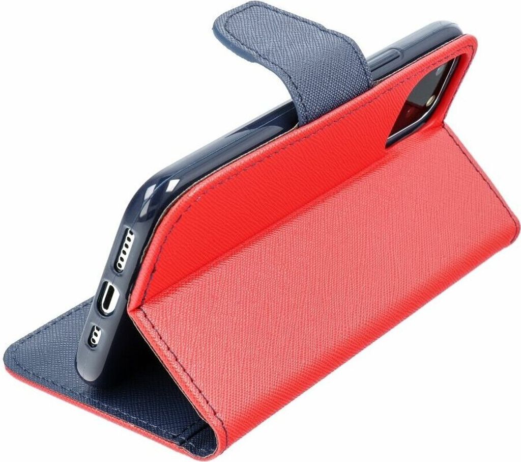 Buch Tasche Fancy kompatibel mit SAMSUNG GALAXY M13 4G Handy Hülle Brieftasche mit Standfunktion, Kartenfach Rot-Blau