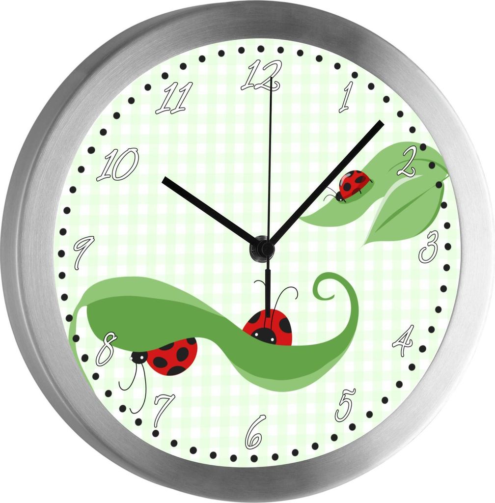 Funkuhr, Kinder Wanduhr, Kinderuhr, Kinderzimmer Marienkäfer