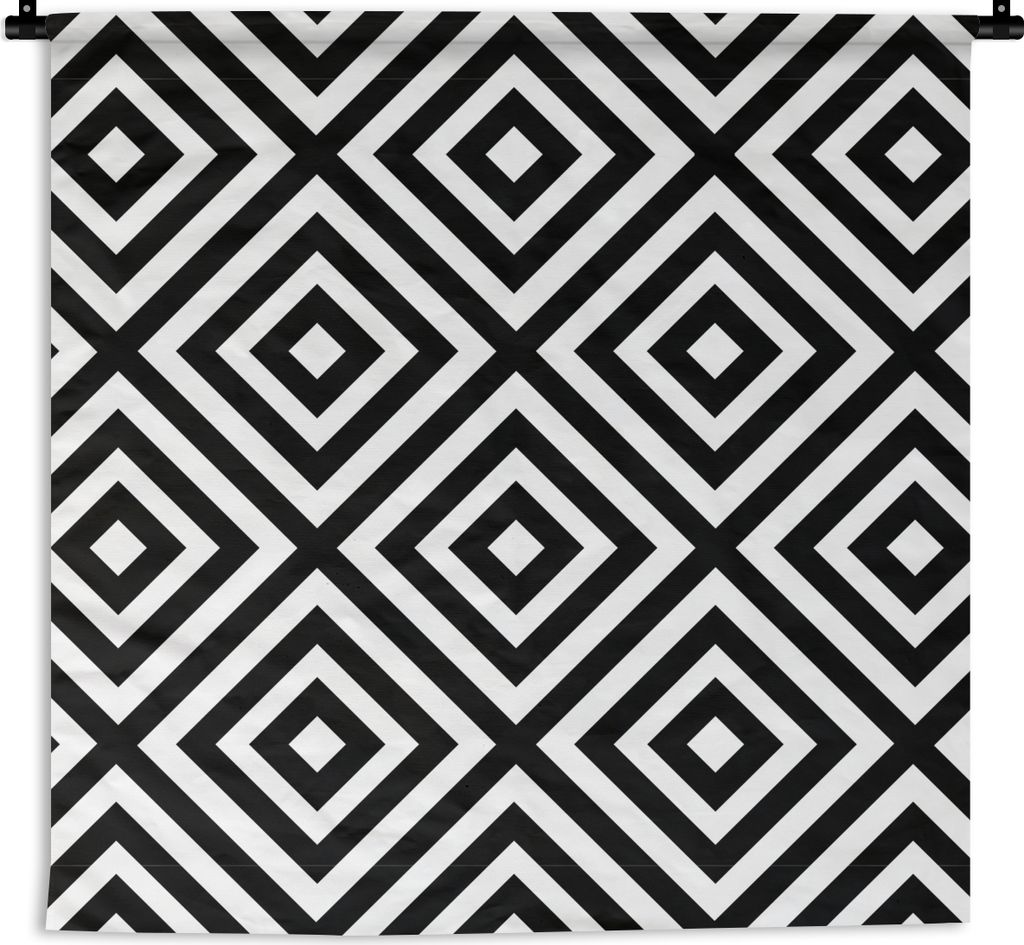 MuchoWow Wandteppich Wandbehang Formen - Schwarz und weiß - Muster 150x150 cm Tapisserie Dekoration Wandtuch - Wohnaccessoires - Modernes