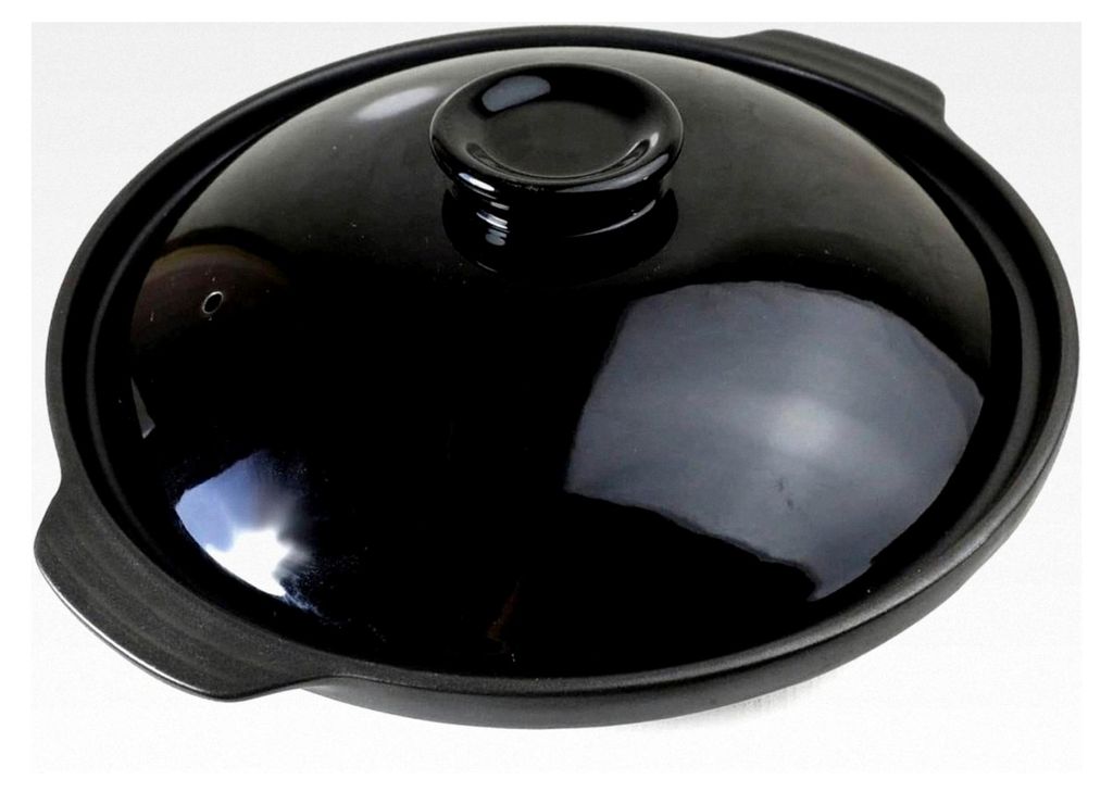 Tontopf Hitzebeständig 600ml Stielkasserolle Keramik Schüssel mit Deckel zum Kochen von Suppe Terrine Schwarz (20,3 cm)