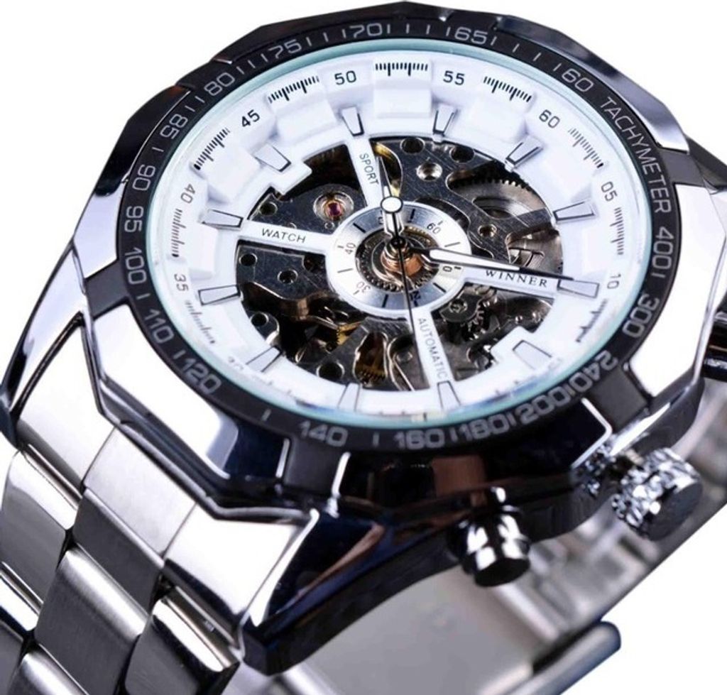 Forsining Top Herrenuhr - Elegante Silber/Weiß Automatik Uhr KP14528