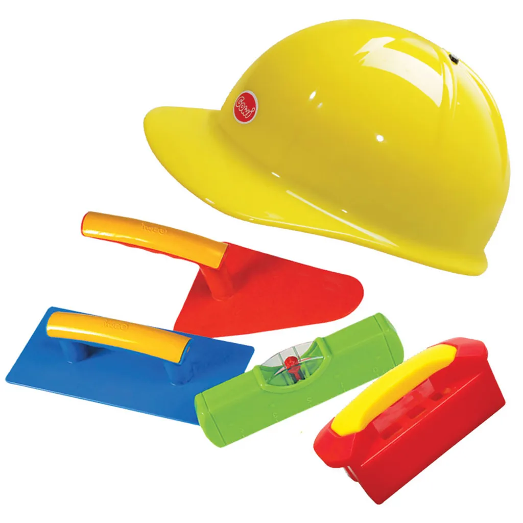 Jouet de plage set de maçon 5 pièces avec casque pour bac à sable