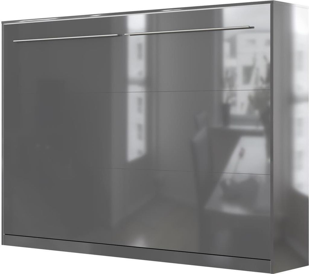 SMARTBett Schrankbett Standard Anthrazit Hochglanz/Anthrazit Hochglanz 140 Horizontal