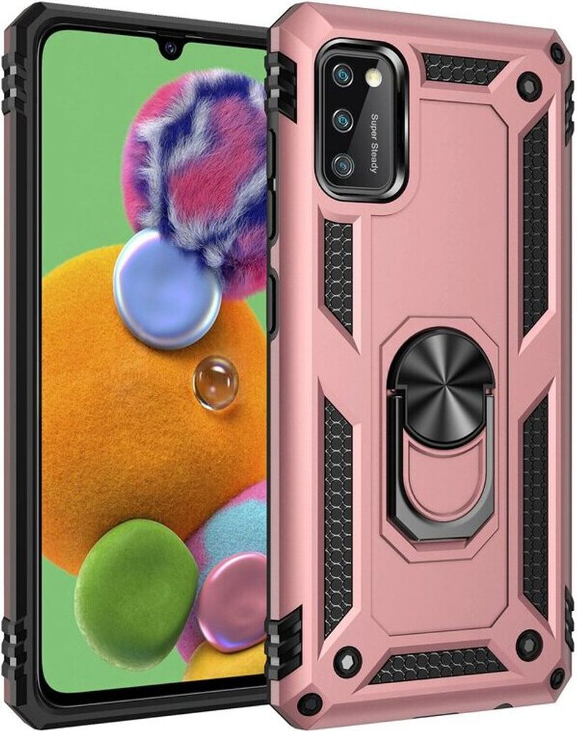 cofi1453 Silikon TPU Slim Case mit 360 Grad Ring Ständer Schutzhülle Kickstand Handyhülle Magnetische Autohalterung kompatibel mit iPhone Xs Rose