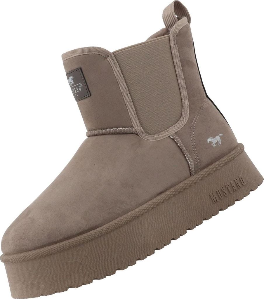 Mustang Damen Plateau Chelsea Boots gefüttert Beige