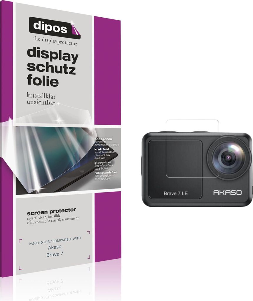 4x Schutzfolie für Akaso Brave 7 klar Displayschutzfolie Folie Display Schutz dipos