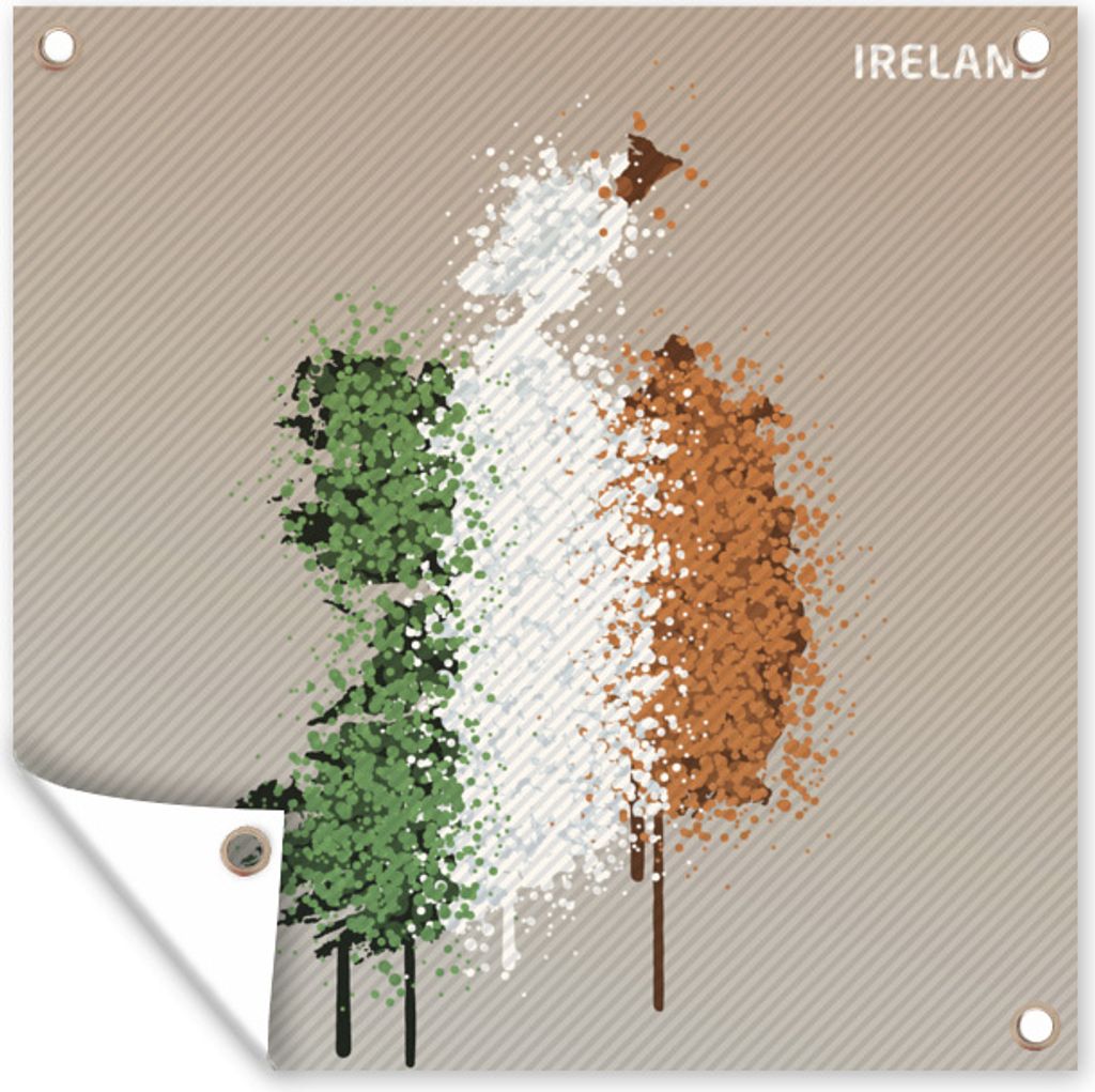 MuchoWow 100x100 cm Outdoor-Poster Gartendeko Sichtschutz Garten Poster für den Garten Aquarellkarte von Irland