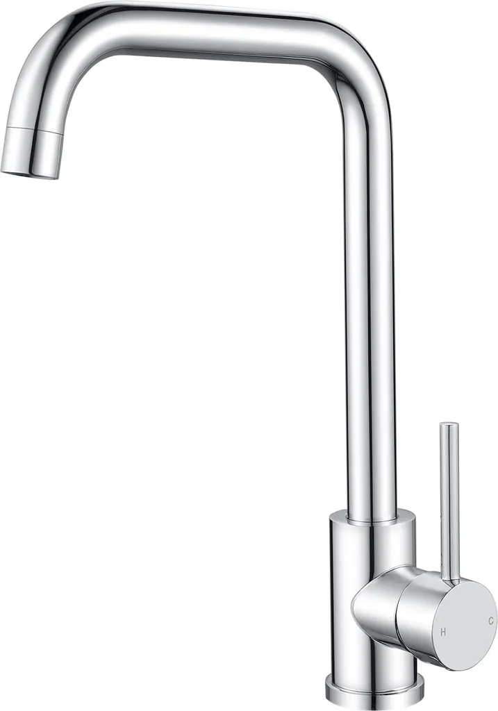 Robinet cuisine laiton chromé avec jet haute pression pour évier inox