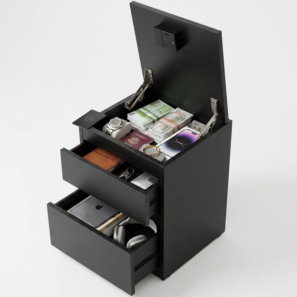 Valtier™ Nachttisch mit Geheimfach – RFID Nachtschrank mit Produktbild 