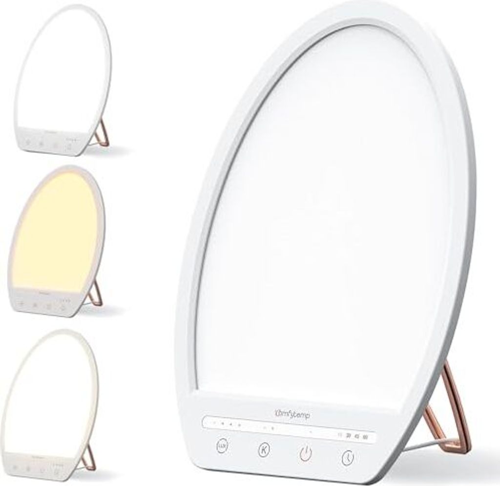 Tageslichtlampe, UV-freie Therapielicht, 10.000 Lux Sonnenlicht 3 Farbtemperaturen, 4 Helligkeitsniveau Timer, 24 x 19 cm Volles Spektrum verbessert d