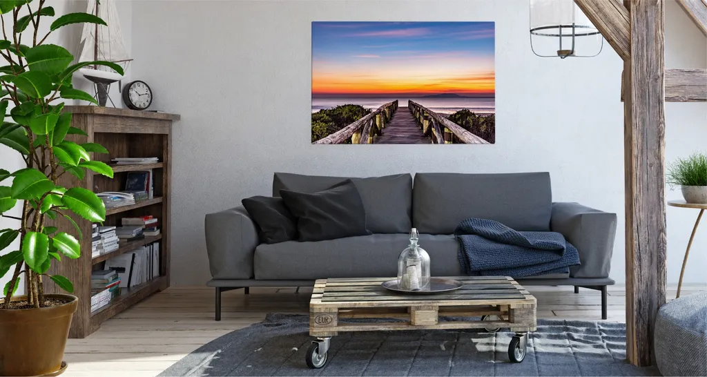 Quadro Mare Spiaggia 90x60 cm XXL | Stampa su Tela Moderna per Soggiorno - 2