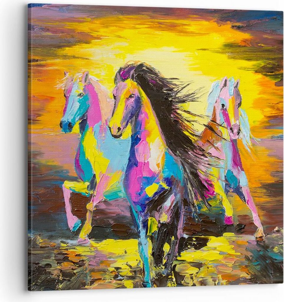 Bild auf Leinwand - Leinwandbild - Pferd Natur Tier - 70x70cm - Wand Bild - Wanddeko - Wandbilder - Leinwanddruck - Bilder - Kunstdruck - Wanddekor...