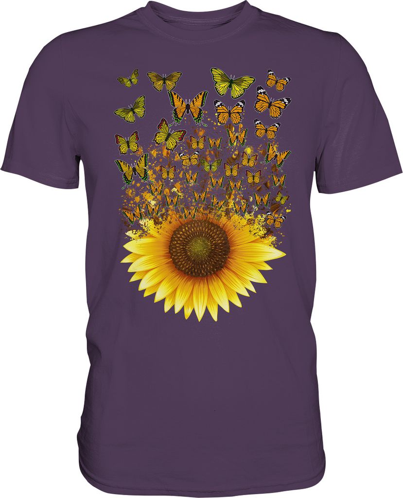 Sonnenblumen Schmetterling T-Shirt Gärtner Geschenk Garten Produktbild 