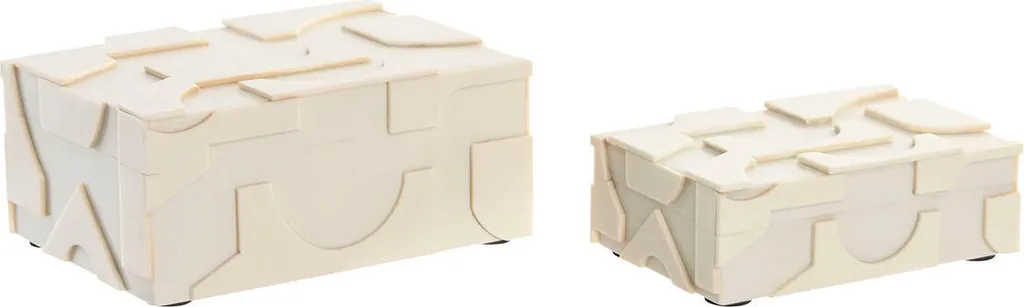 Coffret à bijoux rectangulaire blanc Home ESPRIT en os et résine - 2 pièces