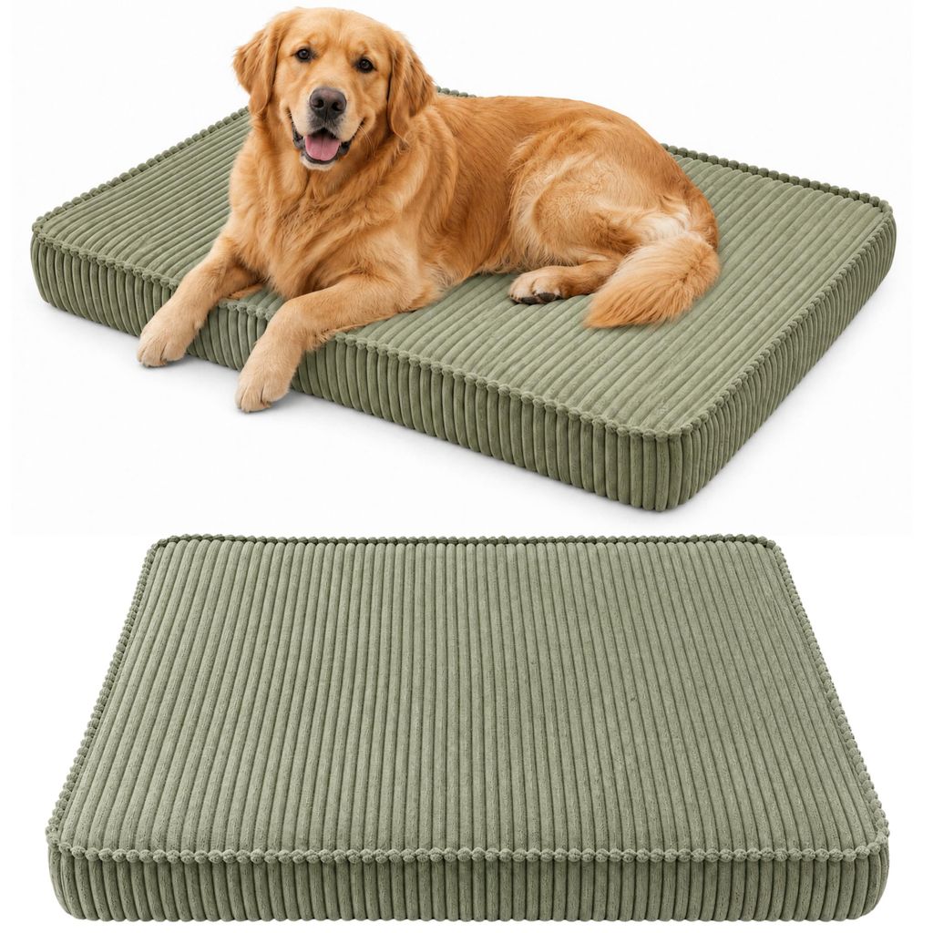 HUNDEBETT HUNDEKISSEN HUNDEMATTE CORD XL 120x80 CM Hellgrün Produktbild 