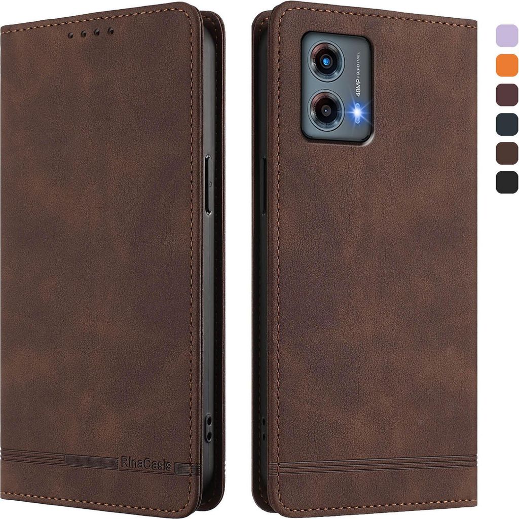 Hülle für Motorola Moto G 5G 2023, Retro Kunstleder Ständer Klapphülle mit Kartenfächer und Magnetische Braun