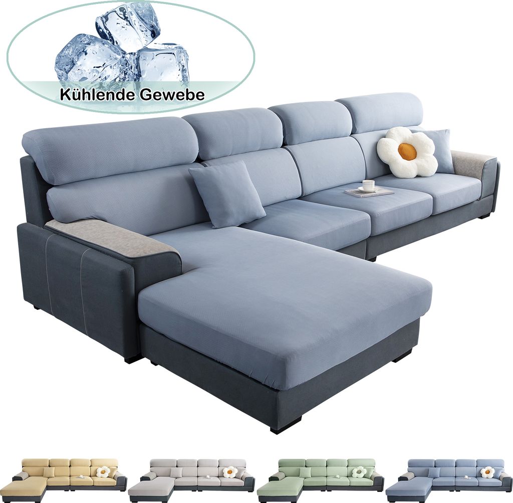 Sofa Sitzkissenbezug L Form,Chaise-Kissenbezug Kühlem Gefühl Sofakissenbezug Ecksofa,Möbelschutz Sofa Sitzkissenbezug,Stretch Couchkissen-...