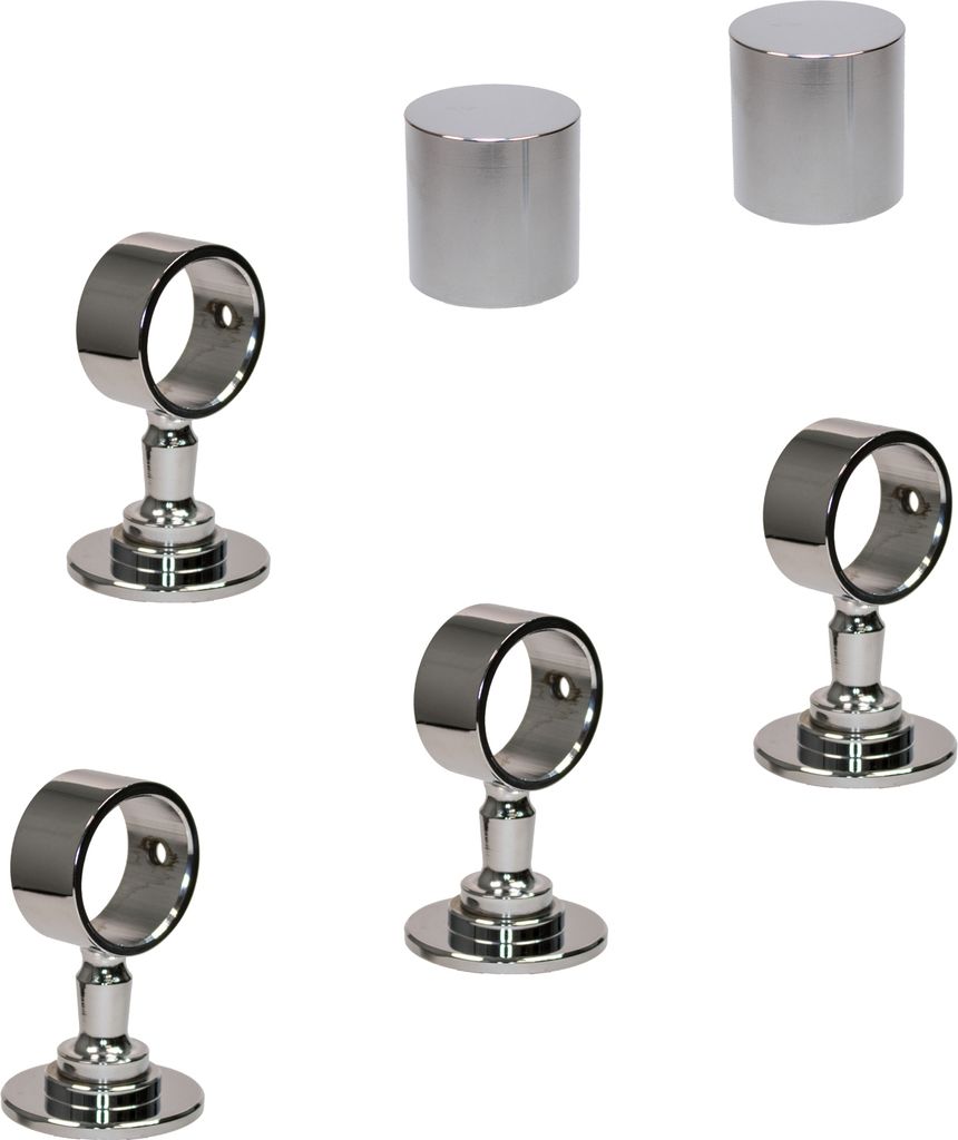 Hamburger Tauwerk Fabrik - 2 Endkappen und 4 Seilträger für 30mm Handlaufseil Classic Line in "Edelstahl poliert"